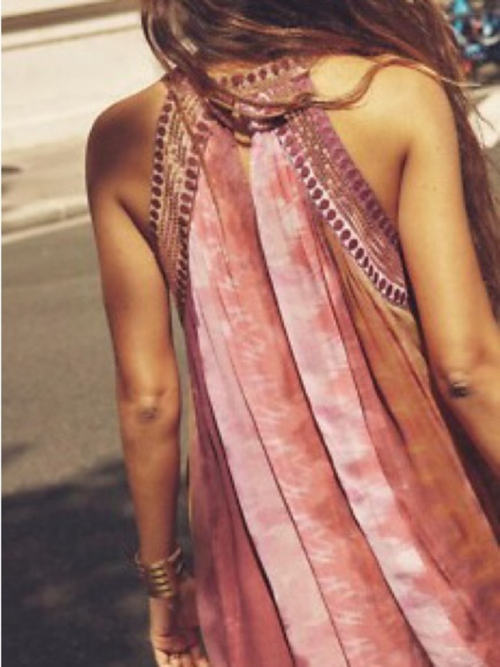 Zara Pink and Brown Halter Maxi Dress - Picture 4 of 6
